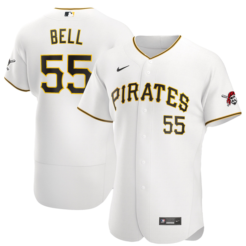 2020 MLB Men Pittsburgh Pirates 55 Josh Bell Nike White Home 2020 Authentic Player Jersey 1
